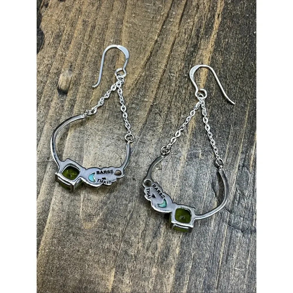 Barse Tangiers Earrings- Peridot & Turquoise - Silver- NWT